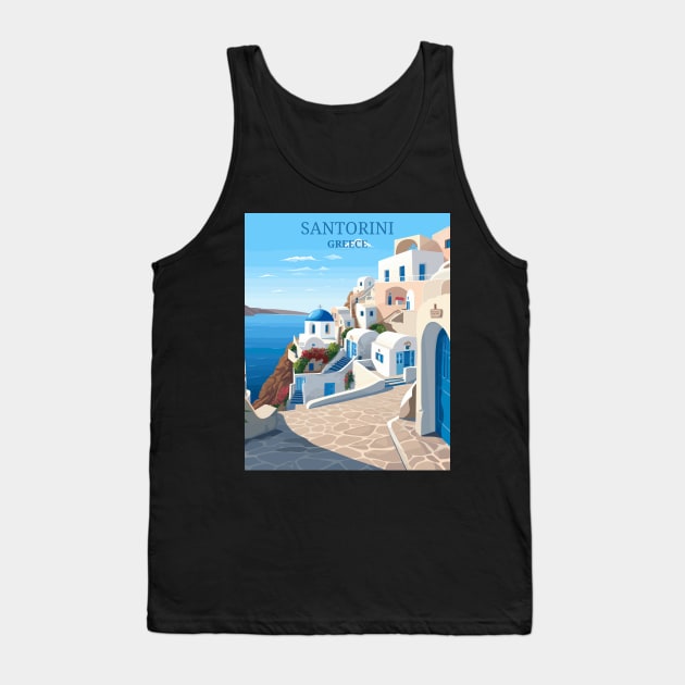 Santorini, Greece, Travel Print, Travel Wall Art, Travel Home Décor, Travel Gift Art Tank Top by TripleTravelArt